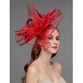 billiga Hattar och fascinators-Nät Fascinatorer  Huvudbonad  Huvudprydnad med Fjäder  Blomma  Trim 1 PC Bröllop  Speciellt Tillfälle  Te-Parti Huvudprydnad Klä dig för att imponera Fascinators Race Day Klänning