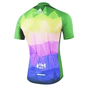 tanie Męskie koszulki-Męskie Koszulka rowerowa Tęczowy Gradient Wzory Krótki rękaw Rower Koszula Bluza dresowa Dżersej z 3 tylnymi kieszeniami Kolarstwo górskie Kolarstwie szosowym Szybkie wysychanie Przepuszczalno