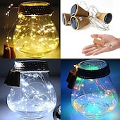 economico Striscie luci ad energia solare-luce solare esterna della stringa ha condotto la luce solare del giardino 2m 20led bottiglia di vino ad energia solare a forma di sughero stringa di filo di rame principale luce esterna festival