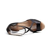 رخيصةأون أحذية لاتيني-حذاء رقص نسائي بكعب عالٍ مفتوح من الأمام من الساتان باللون الأسود مع نعل من جلد السويد الناعم - حذاء رقص لاتيني بأشرطة مع حزام للكاحل للسالسا والأداء