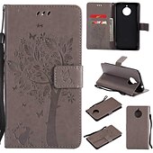 abordables Coques autres téléphones-téléphone Coque Pour Motorola Moto E4 Plus Portefeuille Clapet Portefeuille Porte Carte Arbre Fleur Dur faux cuir