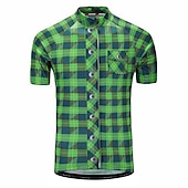 billige Herretrøyer-Herre Sykkeltrøyer Kortermet Sykkel Jersey Topper med 3 baklommer Fjellsykling Veisykling Pustende Anatomisk design Hurtigtørkende Refleksbånd Gul Rød Lilla Rutet Polyester sport Klær