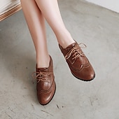 abordables Zapatos Oxford de mujer-Tacones Oxford marrones vintage para mujer: perfectos para la oficina y eventos formales, con detalles brogue y un cómodo tacón medio.