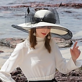 levne Party klobouky-Polyester / Tyl Sláma klobouky s Peří / Mašle 1ks Ležérní / Melbourne Cup Přílba