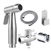 abordables Grifería de bidé-Válvula mezcladora de bidé de mano de acero inoxidable, juego de limpieza de inodoro, rociador de bidé, grifo, accesorios de limpieza para balcones, lavabo