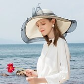 levne Party klobouky-Polyester / Tyl Sláma klobouky s Peří / Mašle 1ks Ležérní / Melbourne Cup Přílba