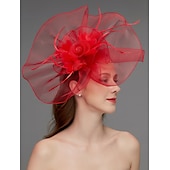 billige Coiffer-Blomst Fjær Net Fascinatorer Hatt Kentucky Derby Hodeplagg Trim 1 PC Hesteløp Damers Dag Hesteløp Elegant  Luksuriøs med Klips Hårbånd Hodeplagg å imponere Race Day Dress 2025