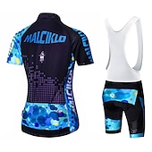 abordables Ensembles de vêtements pour femmes-Malciklo Femme Manches Courtes Maillot et Cuissard Avec Bretelles Velo Cyclisme Eté Elasthanne Lycra Polyester Rose + Blanc Violet Jaune Géométrique Britannique Grandes Tailles Vélo Maillot Collants