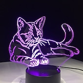 economico Luci notturne 3D-luce notturna a led 3d usb, lampada illusione di gatto che cambia colore a 7 colori, luce notturna con controllo touch, decorazione perfetta e regalo per gli amanti dei gatti