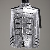 cheap Tops-Coat Vintage Medieval Napoleon Jacket Coat Masquerade Outerwear Prince Aristocrat Vintage Embroidered Fancy Dress Men's Party Halloween Queen's Platinum Jubilee 2022 Adults' Coat