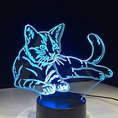 economico Luci notturne 3D-luce notturna a led 3d usb, lampada illusione di gatto che cambia colore a 7 colori, luce notturna con controllo touch, decorazione perfetta e regalo per gli amanti dei gatti