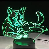economico Luci notturne 3D-luce notturna a led 3d usb, lampada illusione di gatto che cambia colore a 7 colori, luce notturna con controllo touch, decorazione perfetta e regalo per gli amanti dei gatti