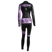 abordables Ensembles de vêtements pour femmes-Malciklo Femme Manches Longues Maillot et Cuissard Long Velo Cyclisme Hiver Toison Velours Lycra Violet Jaune Rouge Britannique Grandes Tailles Vélo Maillot Collant à Bretelles / Corsaire Bretelles