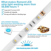 cheap Remote Control-RGB LED Strip Lights Set Dimmable 20m 65.6ft Tiktok Lights 600 LEDs 5050 SMD 10mm Remote Control RC Cuttable Linkable Suitable for Vehicles Self-adhesive Color-Changing IP44