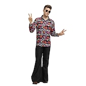 cheap Outfits-Retro Vintage Hippie 1970s Cosplay Costume Outfits Dude Hippie Disco Retro Deep V Couple&#039;s Men&#039;s Women&#039;s Halloween Carnival Masquerade Pride Parade Pride Month Adults&#039; Fall Spring &amp; Summer