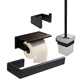 halpa Kylpyhuone tarvikesetti-wc-harjateline / pyyhepalkki / kylpyhuonevarustesarja luova / monitoimilaite / uusi muotoilu perinteinen / nykyaikainen metalli / ruostumaton teräs / lasit 4kpl - kylpyhuone seinälle