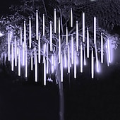olcso Hálózatra csatlakoztatható elektronika-4db csomag 30cm x8 12 &quot;húrlámpa 576 led eső meteor esőfény karácsonyfa ünnepi party kültéri dekoráció vízálló összekapcsolható hosszabbító