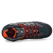 abordables Botas de montaña-Botas de senderismo impermeables para hombre con cordones rojos: calzado de exterior duradero para terrenos difíciles