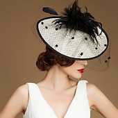 baratos Chapéus e Fascinators-tiaras fascinadores kentucky derby chapéu 100% linho chapéu de balde chapéu pires ocasião especial festa/coquetel de noite royal astcot com capacete de penas