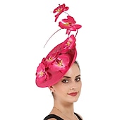 preiswerte Faszinator-Fascinatoren Blumen Kopfschmuck Leinen  /  Baumwollmischung Fischerhut Untertassen-Hut Besondere Anlässe Kentucky Derby Pferderennen Damentag Melbourne-Cup Mit Blumig Kopfschmuck Kopfbedeckung