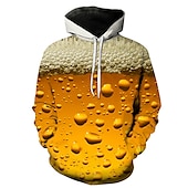 preiswerte 3D Muster-Herren 3D Bier Hoodie Sweatshirt Kapuze Hoodies Pullover Hoodie Sweatshirt Kapuze Langarm Sweatshirt mit Kapuze Mit Kapuze Strassenmode 3D-Druck Party Festtage Bier Festival Gelb Rosa Frühling Sommer