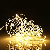ieftine Acumulatoare-nuntă elegantă petrecere de recepție 10 m șir lumini 100 led fire rezistente la apă zâne șir lumini 4 buc 2 buc 1 buc pentru Crăciun nuntă acasă vacanță cameră de petrecere decor în aer liber alb