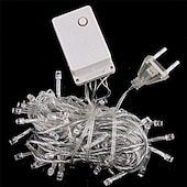 preiswerte Stecker Lichterketten-st. Patrick&#039;s Day Lights 10m flexible LED-Lichtleisten Lichtsets Lichterketten 100 LEDs 1pc warmweiß weiß rot Weihnachten Neujahr wasserdicht Party dekorativ 220-240 V 110-120 V