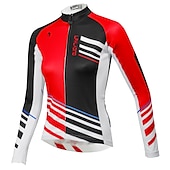 abordables Maillots de mujer-ILPALADINO Mujer Maillot de Ciclismo Manga Larga Invierno Talla Grande Bicicleta Camiseta con 3 bolsillos traseros MTB Bicicleta Montaña Ciclismo Carretera Almohadilla 3D Transpirable Diseño