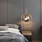cheap Island Lights-25 cm Single Design Pendant Light LED Globe Circle Metal Electroplated Island Lights Nordic Style Shops / Cafes Dining Room Bedroom Living Room Lights Gift for Family Friends 1100-240V