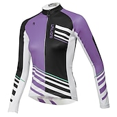 abordables Maillots de mujer-ILPALADINO Mujer Maillot de Ciclismo Manga Larga Invierno Talla Grande Bicicleta Camiseta con 3 bolsillos traseros MTB Bicicleta Montaña Ciclismo Carretera Almohadilla 3D Transpirable Diseño