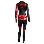 abordables Ensembles de vêtements pour femmes-Malciklo Femme Manches Longues Maillot et Cuissard Long Velo Cyclisme Hiver Toison Velours Lycra Violet Jaune Rouge Britannique Grandes Tailles Vélo Maillot Collant à Bretelles / Corsaire Bretelles