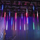 olcso Hálózatra csatlakoztatható elektronika-4db csomag 30cm x8 12 &quot;húrlámpa 576 led eső meteor esőfény karácsonyfa ünnepi party kültéri dekoráció vízálló összekapcsolható hosszabbító