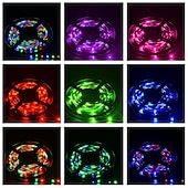 cheap Remote Control-5m LED Strip Lights RGB Tiktok Lights 300 LED 2835 SMD RGB Tape Lights Light Sets Self Adhesive Multicolor for Room Kitchen TV Festival Illumination with Remote 12V