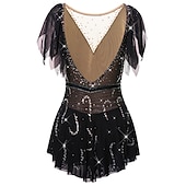 お買い得  フィギュアスケートドレス-フィギュアスケート ドレス 女性用 女の子 アイススケート ドレス セット バイオレット ブラック ホワイト オープンバック スパンデックス ストレッチヤーン 高弾性 訓練 競技大会 スケートウェア 手作り ソリッド クラシック クリスタル・ラインストーン 半袖 アイススケート フィギュアスケート