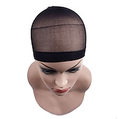 abordables Herramientas y accesorios-gorras de peluca para mujeres material mixto media peluca gorra conectores de extensión fácil de llevar / duradero navidad / halloween / diario básico / moda nude marrón oscuro # 2 marrón 2 piezas