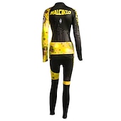 abordables Ensembles de vêtements pour femmes-Malciklo Femme Manches Longues Maillot et Cuissard Long Velo Cyclisme Hiver Toison Velours Lycra Violet Jaune Rouge Britannique Grandes Tailles Vélo Maillot Collant à Bretelles / Corsaire Bretelles
