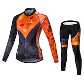 abordables Ensembles de vêtements pour femmes-Malciklo Femme Manches Longues Maillot et Cuissard Long Velo Cyclisme Hiver Toison Velours Lycra Violet Jaune Rouge Britannique Grandes Tailles Vélo Maillot Collant à Bretelles / Corsaire Bretelles