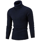 economico maglione pullover da uomo-Per uomo Felpa Maglione a collo alto Maglione Maglia Lavorato a maglia Intrecciato Tinta unica A collo alto Stile vintage Morbido Interni Giornaliero Abbigliamento Inverno Autunno Nero Vino S M L