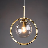 cheap Island Lights-25 cm Single Design Pendant Light LED Globe Circle Metal Electroplated Island Lights Nordic Style Shops / Cafes Dining Room Bedroom Living Room Lights Gift for Family Friends 1100-240V