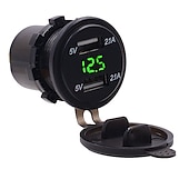 voordelige Auto-oplader-Dubbele USB Auto Lader Stopcontact Adapter - Waterdicht 5V 4.2A Snellader voor Mobiele Telefoons met Voltmeter  10A Veilige voor 12-24V Auto Boot Motorfiets