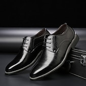cheap Formal-Men&#039;s Navy Blue Faux Leather Oxford Shoes – Stylish Lace-Up Design for Business and Formal Wear