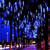 olcso Hálózatra csatlakoztatható elektronika-4db csomag 30cm x8 12 &quot;húrlámpa 576 led eső meteor esőfény karácsonyfa ünnepi party kültéri dekoráció vízálló összekapcsolható hosszabbító