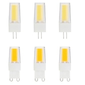 abordables Ampoules LED double broche-6pcs 5 W LED à Double Broches 500 lm G9 G4 T 1 Perles LED COB Intensité Réglable Design nouveau Blanc Chaud Blanc 220-240 V