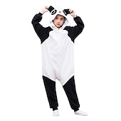 cheap Onesie Costumes-Adults&#039; Kigurumi Pajamas Nightwear Camouflage Panda Cartoon Onesie Pajamas Polar Fleece Cosplay For Men&#039;s Women&#039;s Boys Christmas Animal Sleepwear Cartoon Festival / Holiday Costumes / Washable