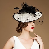 baratos Chapéus e Fascinators-tiaras fascinadores kentucky derby chapéu 100% linho chapéu de balde chapéu pires ocasião especial festa/coquetel de noite royal astcot com capacete de penas
