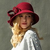baratos Chapéus de Festa-100% Lã Chapéu Kentucky Derby / Chapéus com Laço 1pç Casual / Roupa Diária Capacete