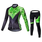 abordables Ensembles de vêtements pour femmes-Malciklo Femme Manches Longues Maillot et Cuissard Long Velo Cyclisme Hiver Toison Velours Lycra Violet Jaune Rouge Britannique Grandes Tailles Vélo Maillot Collant à Bretelles / Corsaire Bretelles