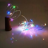 cheap Battery String Lights-5pcs String Led Wine Bottle with Cork 2M 20 LEDs Bottle Lights Battery Cork for Party Wedding Christmas Halloween Bar Decor