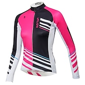 abordables Maillots de mujer-ILPALADINO Mujer Maillot de Ciclismo Manga Larga Invierno Talla Grande Bicicleta Camiseta con 3 bolsillos traseros MTB Bicicleta Montaña Ciclismo Carretera Almohadilla 3D Transpirable Diseño