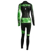 abordables Ensembles de vêtements pour femmes-Malciklo Femme Manches Longues Maillot et Cuissard Long Velo Cyclisme Hiver Toison Velours Lycra Violet Jaune Rouge Britannique Grandes Tailles Vélo Maillot Collant à Bretelles / Corsaire Bretelles